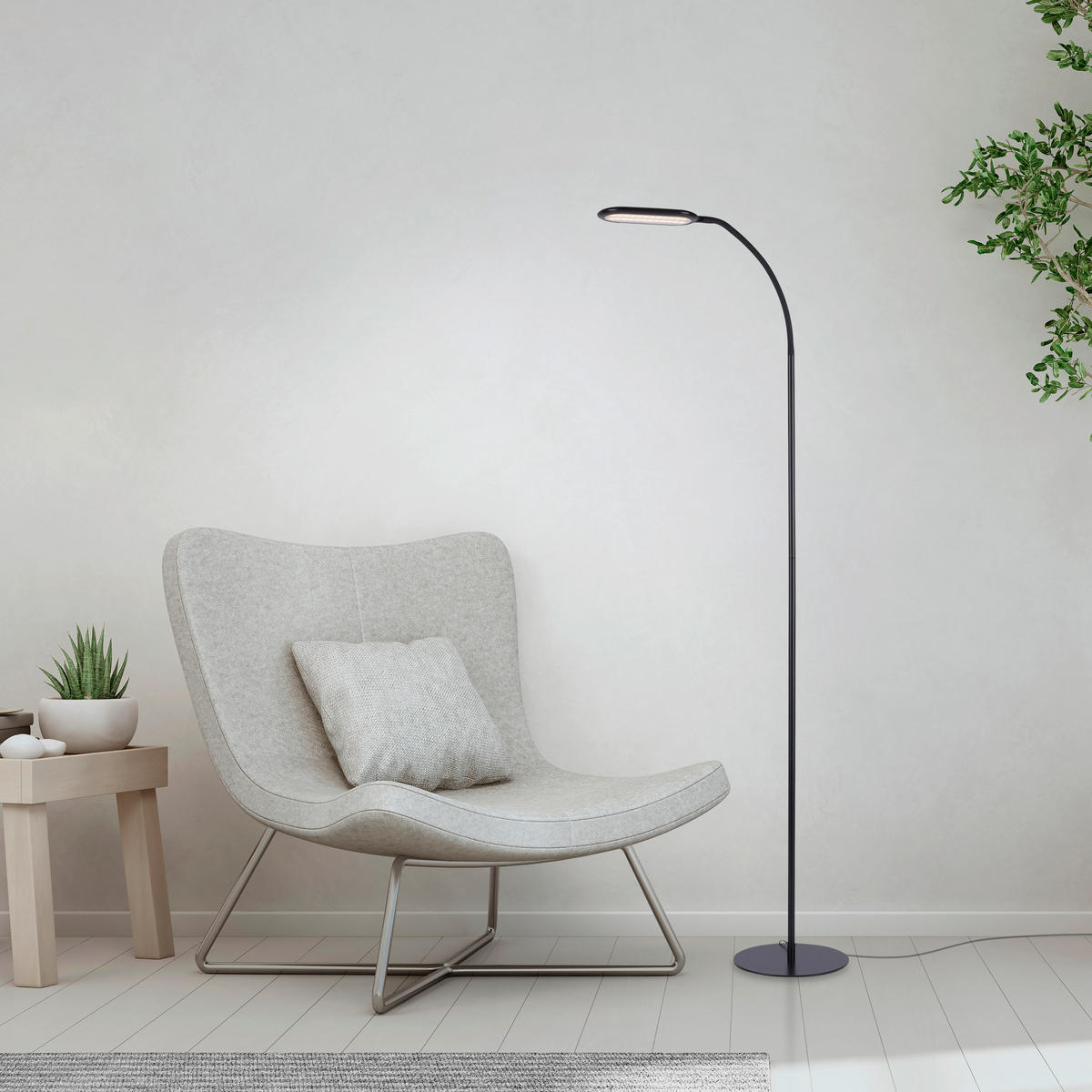 Just Light LED-Stehleuchte KELLY 14406-18 schwarz Kunststoff B/H/T: ca. 63x175x63 cm 1 Brennstellen KELLY - schwarz (63,00/175,00/63,00cm) - Just Light