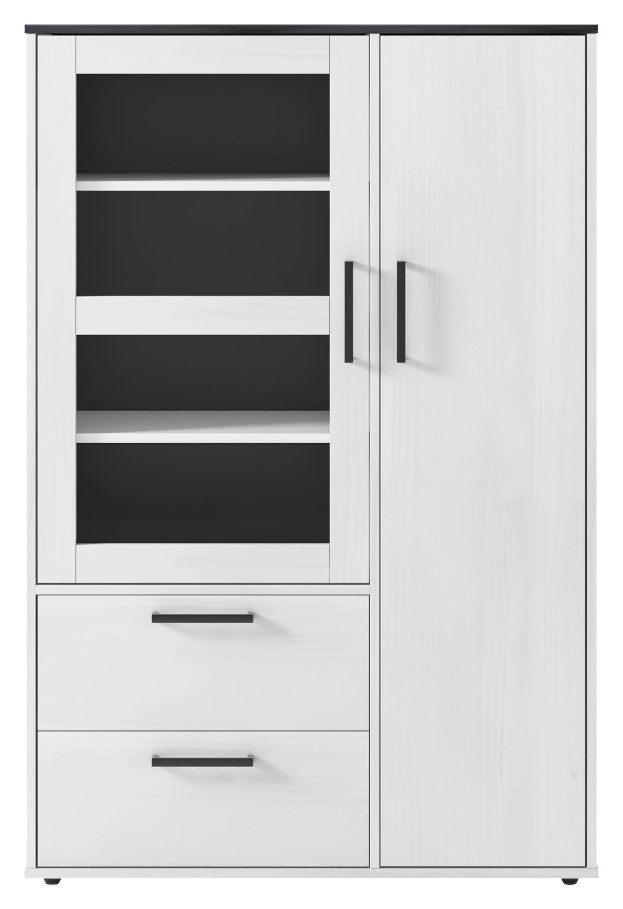 Highboard Smart 1 Massivholz kiefer weiß schwarz B/H/T: ca. 98x149x40 cm Smart 1 Massivholz - kiefer/weiß (98,00/149,00/40,00cm)