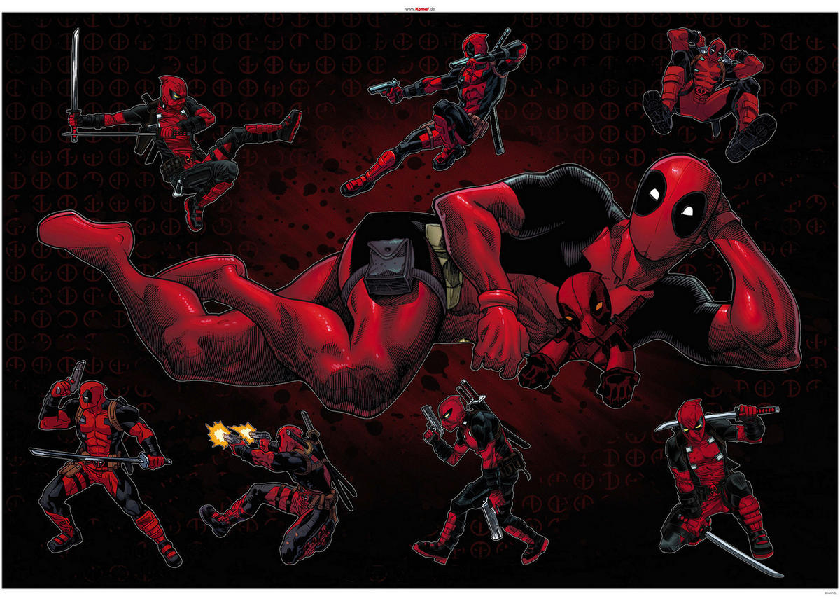 Komar Wandtattoo Deadpool Posing Disney Deadpool Posing B/L: ca. 100x70 cm Deadpool Posing - (100,00/70,00cm) - Komar