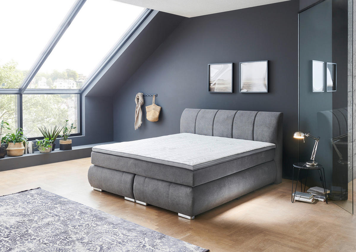 Boxspringbett Malin grau Liegefläche B/L: ca. 180x200 cm Malin - grau (188,00/62,00/218,00cm)