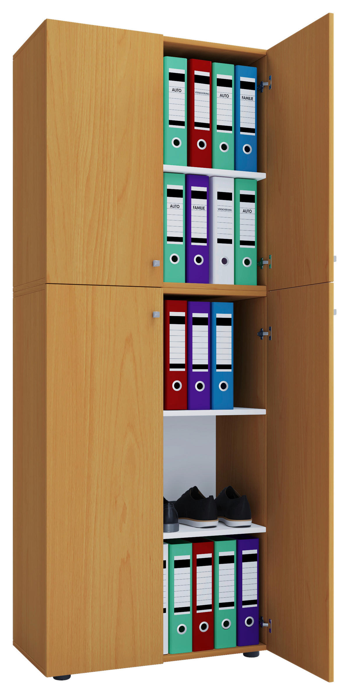 Büroschrank Lona XXL buche Nachbildung weiß B/H/T: ca. 70x183x39 cm Lona XXL - weiß/buche (70,00/183,00/39,00cm) - VCM Möbel