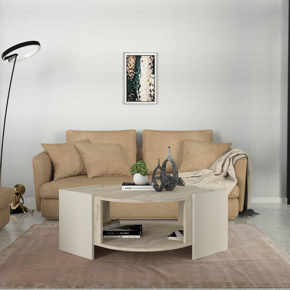 Couchtisch Marbel beige granit Optik B/H/T: ca. 75x40x75 cm Marbel - beige/granit (75,00/40,00/75,00cm) - moebel17
