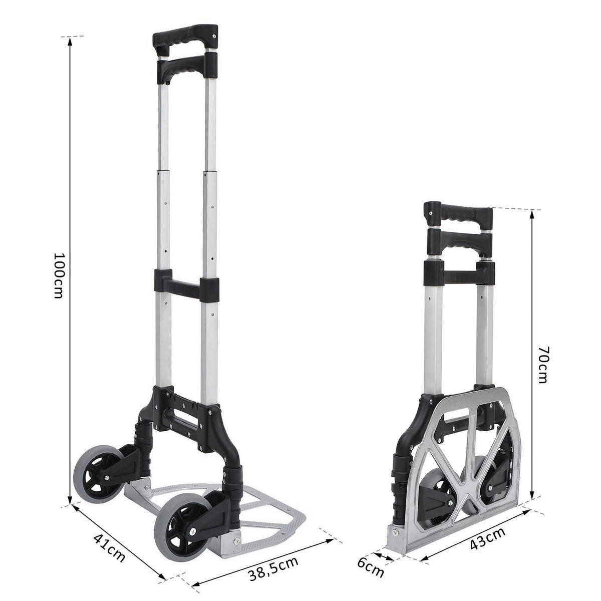 Transportkarre klappbar schwarz B/H/L: ca. 39x100x41 cm Transportkarre E7-0006 - schwarz (41,00/39,00/100,00cm) - HOMCOM