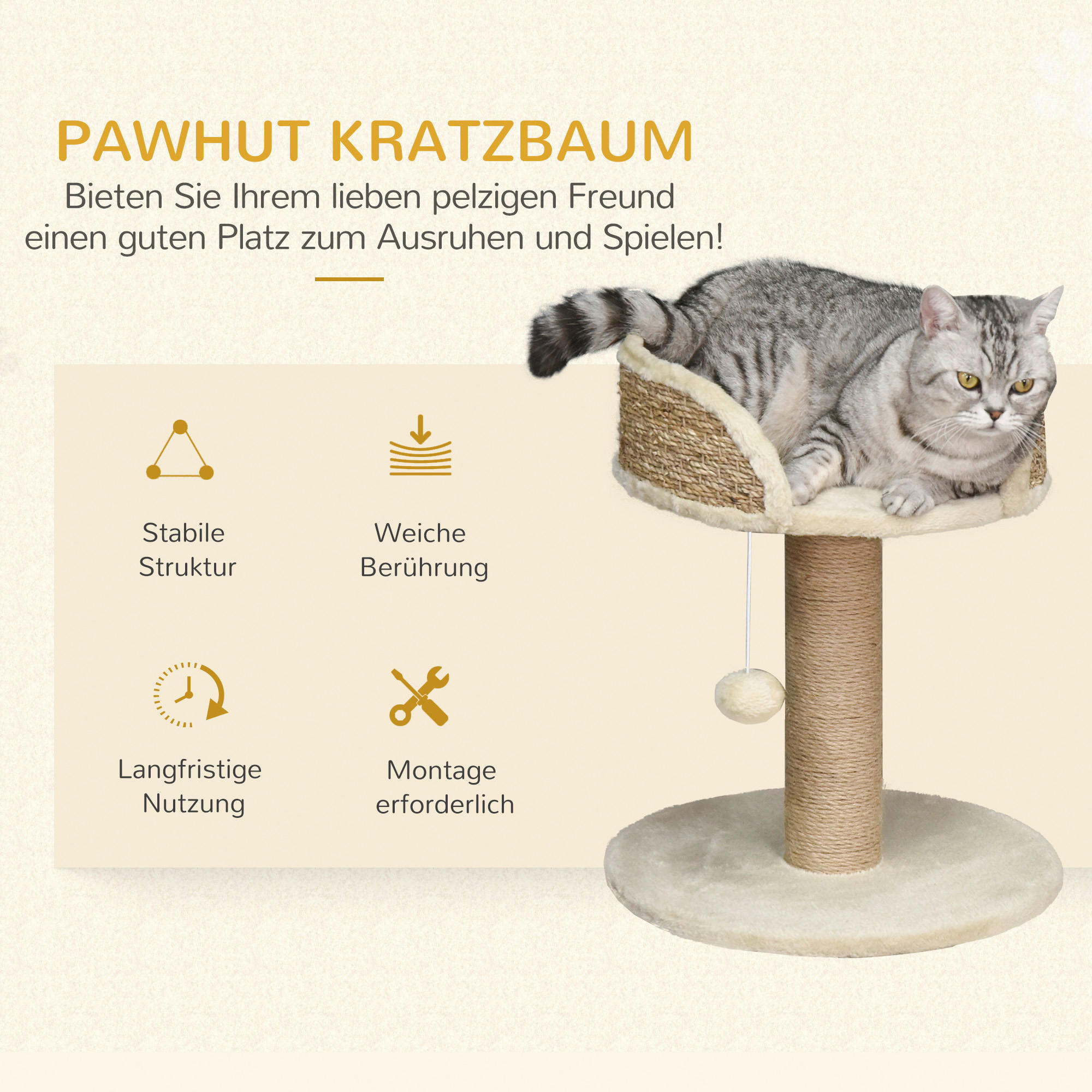 PawHut Kratzbaum kaffee Polyester B/H/L: ca. 40x49x40 cm Kratzbaum - kaffee (40,00/40,00/49,00cm) - PawHut