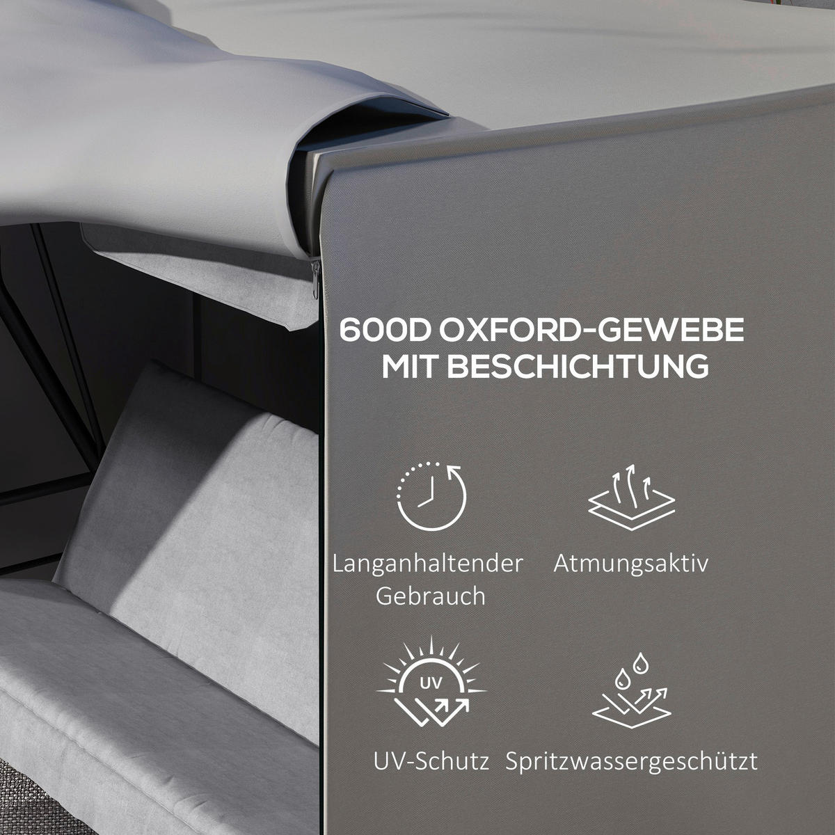 Outsunny Abdeckplane grau Polyester B/H/L: ca. 124x205x164 cm Abdeckhaube_für_Hollywoodschaukeln - grau (164,00/124,00/205,00cm) - Outsunny