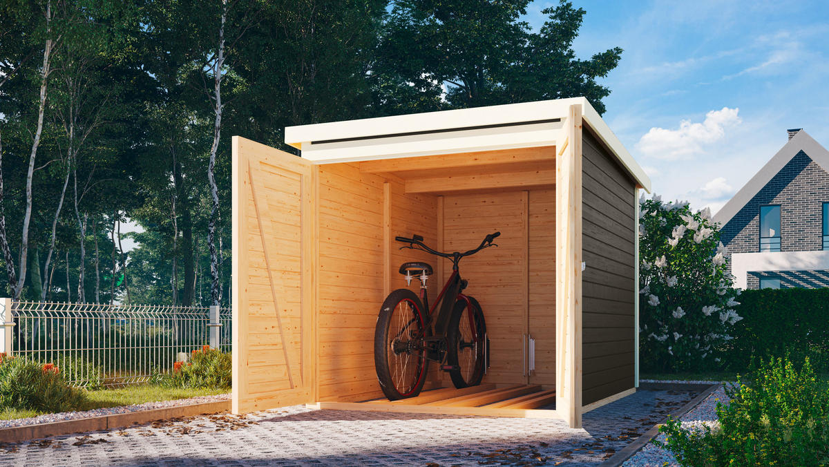 Karibu Fahrradgarage Jimmy anthrazit B/H/T: ca. 163x167x216 cm Jimmy - anthrazit (163,00/167,00/216,00cm) - Karibu