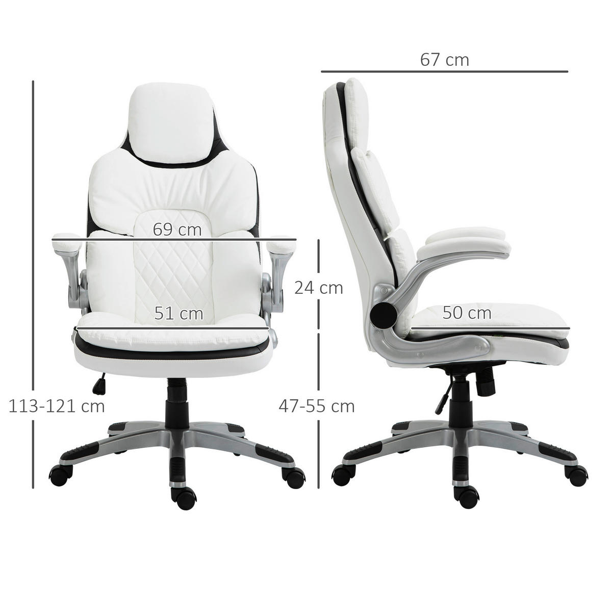 Drehstuhl 921-295 weiß 921-295 - weiß (69,00/121,00/67,00cm) - Vinsetto