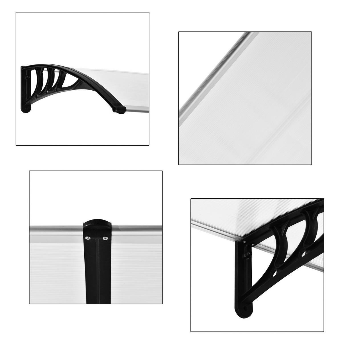 Outsunny Pultvordach transparent B/H/L: ca. 80x23x195 cm ca. 4,39 kg Pultvordach  MHB70-047WT - schwarz/transparent (195,00/80,00/23,00cm) - Outsunny