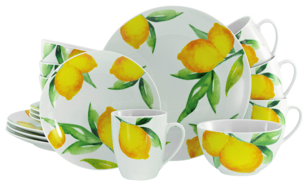 CreaTable Kombiservice Luna multicolor Porzellan 16 tlg. Luna - multicolor - CreaTable