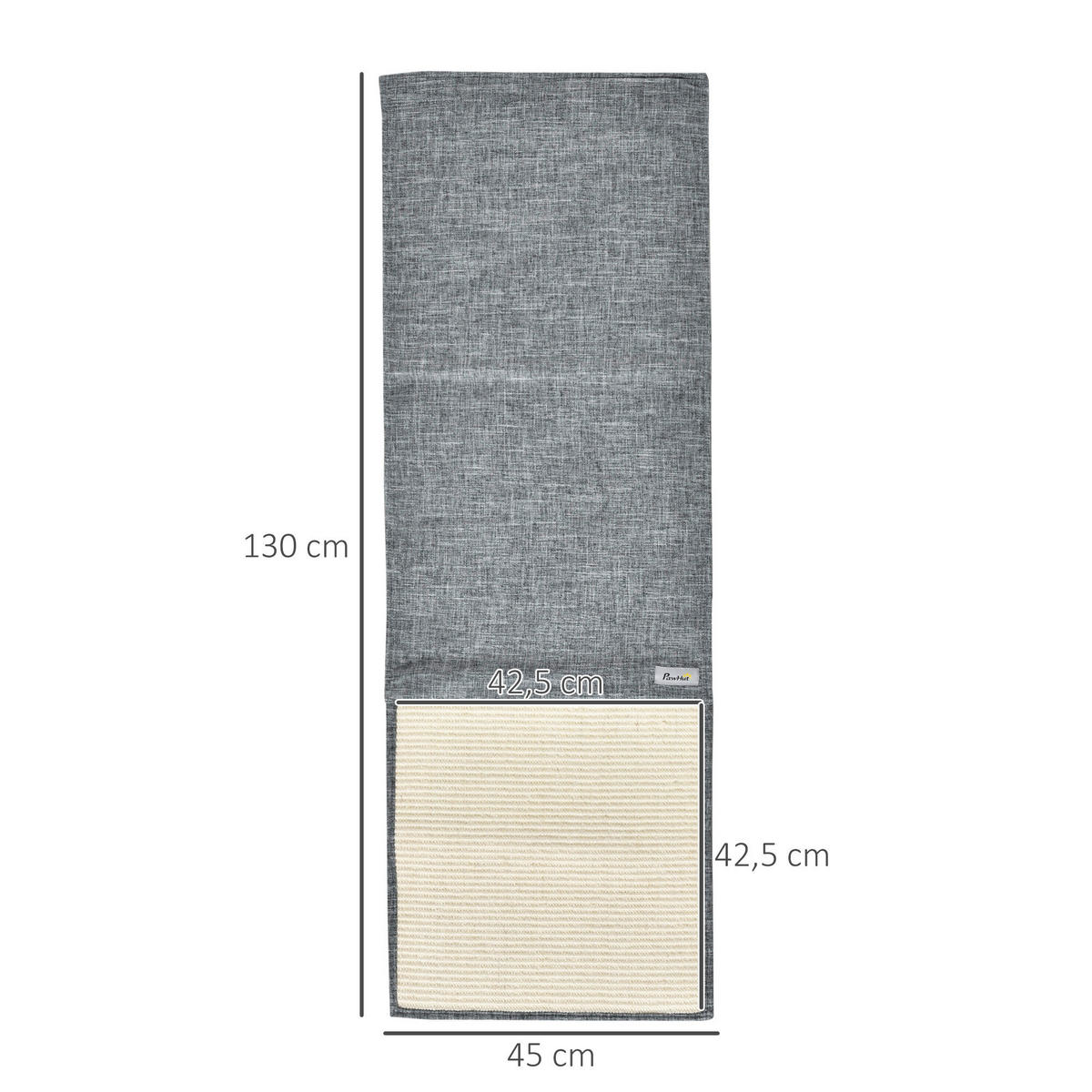 PawHut Tier-Zubehör grau Sisal B/H/L: ca. 45x130x0,3 cm Kratzebrett - grau (0,30/45,00/130,00cm) - PawHut