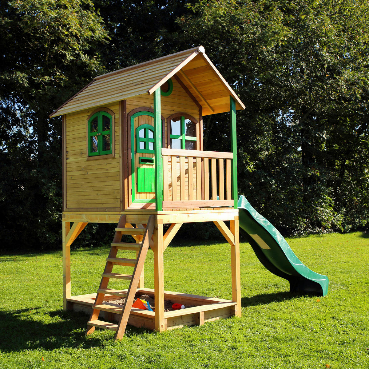 AXI Spielhaus Sarah braun B/H/L: ca. 370x291x191 cm Sarah - braun/grün (191,00/370,00/291,00cm) - AXI