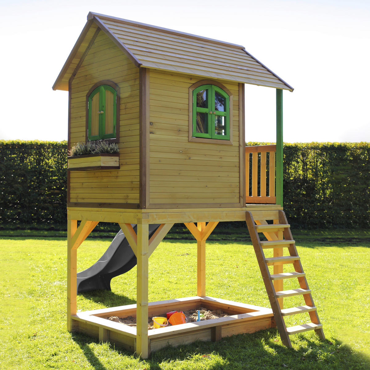 AXI Spielhaus Sarah braun B/H/L: ca. 370x291x191 cm Sarah - braun/grün (191,00/370,00/291,00cm) - AXI