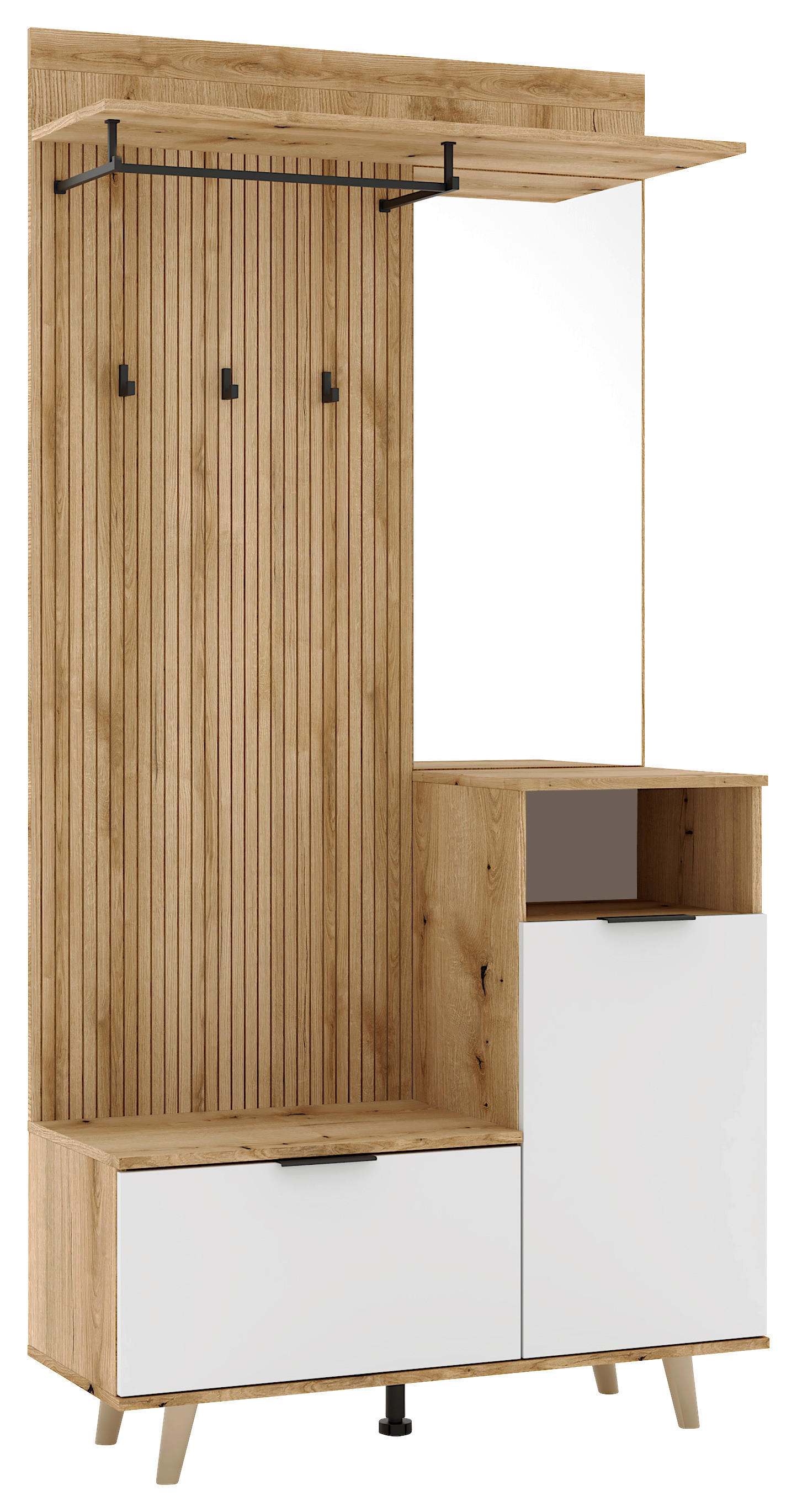 Garderobe NORDIC Eiche Evoke Oak Nachbildung weiß B/H/T: ca. 100x204x40 cm NORDIC - Eiche/weiß (100,00/204,00/40,00cm) - WIPMEB
