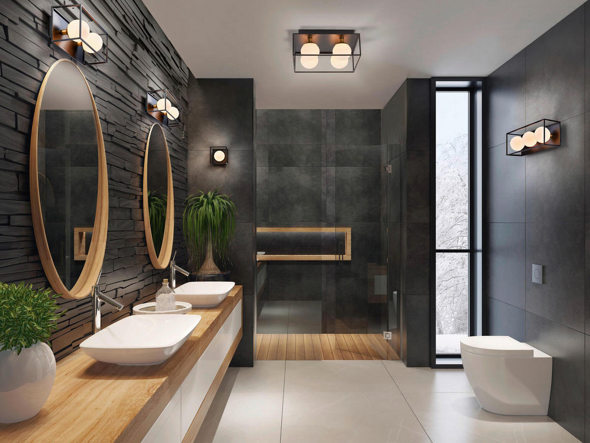 LEDVANCE Badezimmer-Wandleuchte Square 756946 schwarz weiß Metall Glas B/H/L: ca. 15x15,5x55 cm G9 Decor Square - weiß/schwarz (55,00/15,00/15,50cm) - LEDVANCE