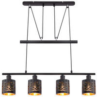 GLOBO Pendelleuchte 15342-4HZ schwarz gold Kunststoff Metall B/H: ca. 70x180 cm E14 4 Brennstellen Pendelleuchte_Tunno - gold/schwarz (70,00/180,00cm) - GLOBO