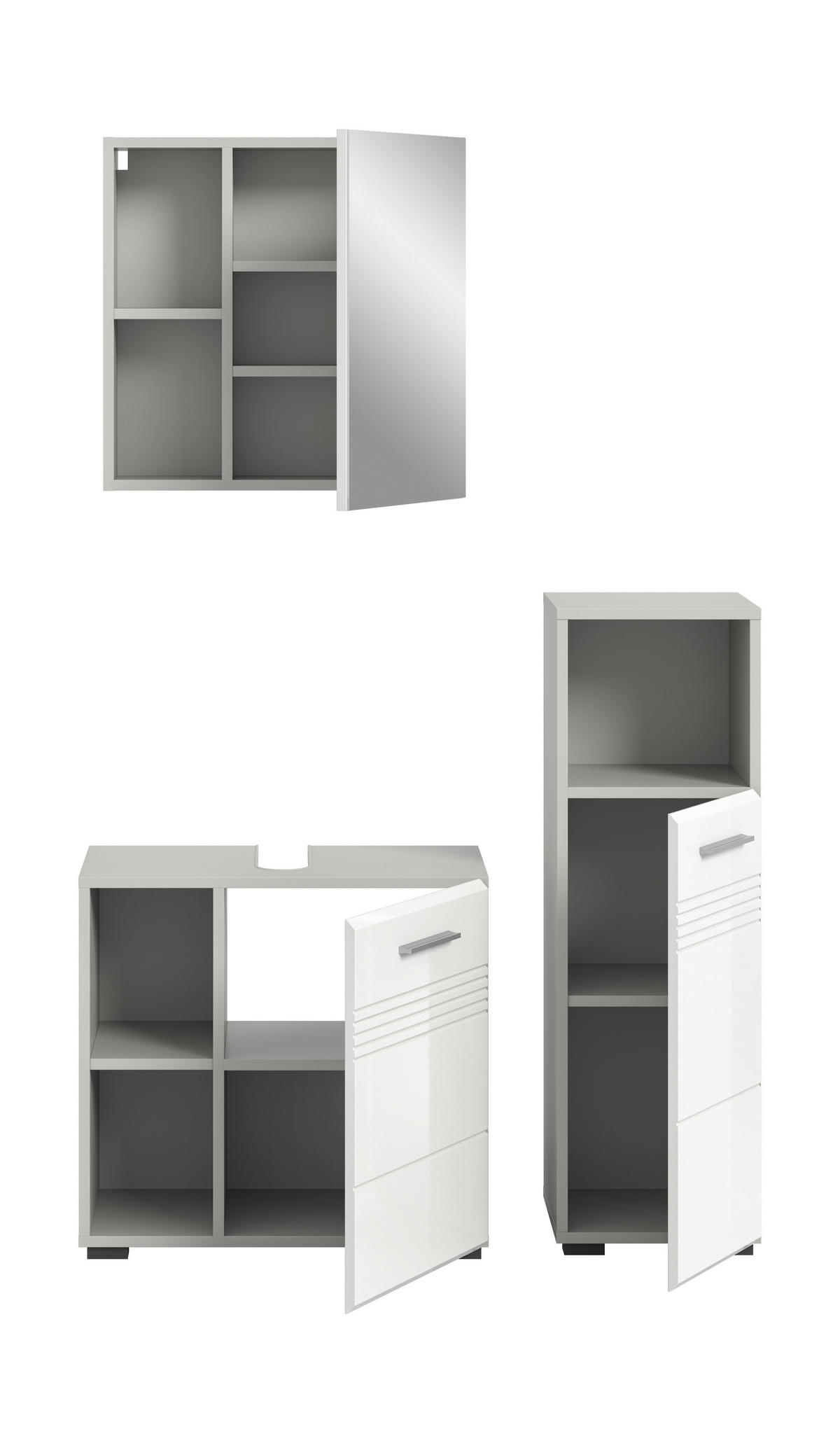 Badblock Copa hellgrau weiß Hochglanz B/H/T: ca. 105x190x32 cm Copa - hellgrau/weiß (105,00/190,00/32,00cm) - xonox.home