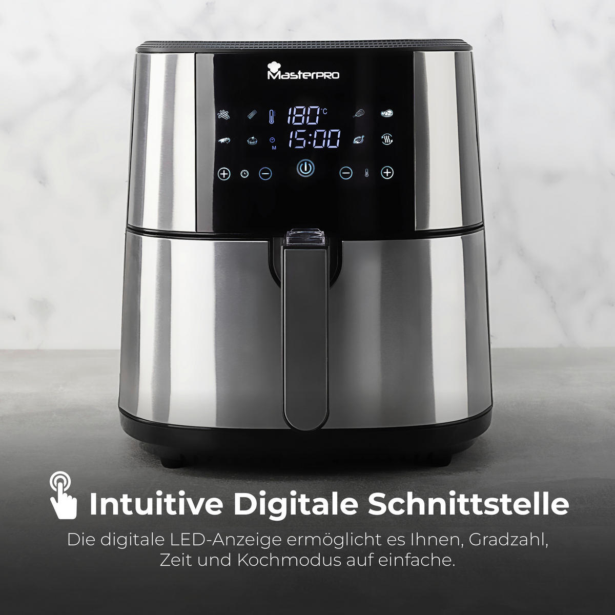 MASTERPRO Heißluftfritteuse BGMP-9167 silber Kunststoff B/H/T: ca. 36x39,5x41 cm ca. 6 l Rocket 600 BGMP-9167 - schwarz/silber (36,00/39,50/41,00cm) - MASTERPRO