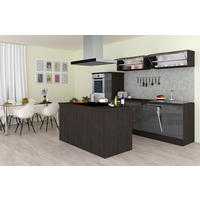 Respekta Inselküche Premium grau hochglänzend B/H/T: ca. 310x200x270 cm Premium - Eiche/grau (310,00/200,00/270,00cm) - Respekta