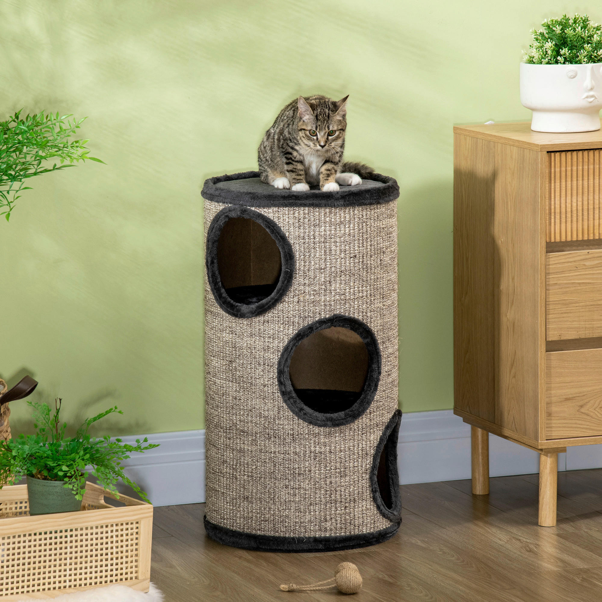 PawHut Tier-Zubehör grau Polypropylen B/H/L: ca. 38x38x70 cm Kratztonne - grau (70,00/38,00/38,00cm) - PawHut