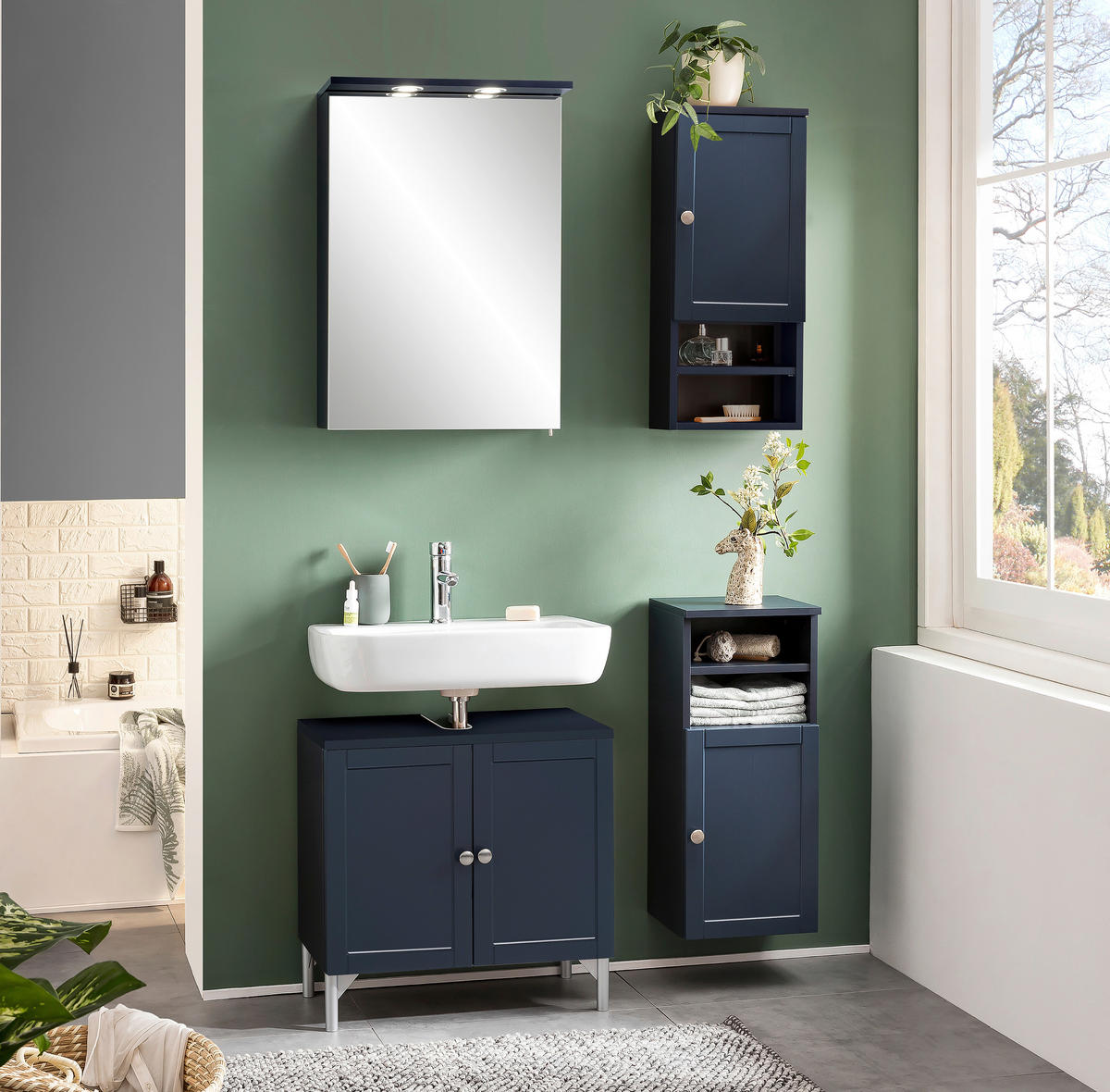 Midischrank Jesper blau dunkel B/H/T: ca. 30,3x70x25,4 cm Jesper - blau (30,30/70,00/25,40cm) - Möbelpartner