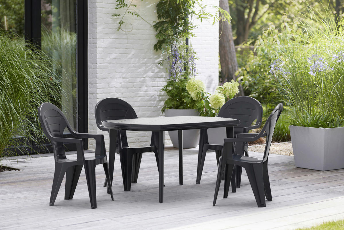 Jardin Tisch Elise Graphit Kunststoff B/H/L: ca. 90,5x6,5x137 cm Elise - Graphit (137,00/90,50/6,50cm) - Jardin