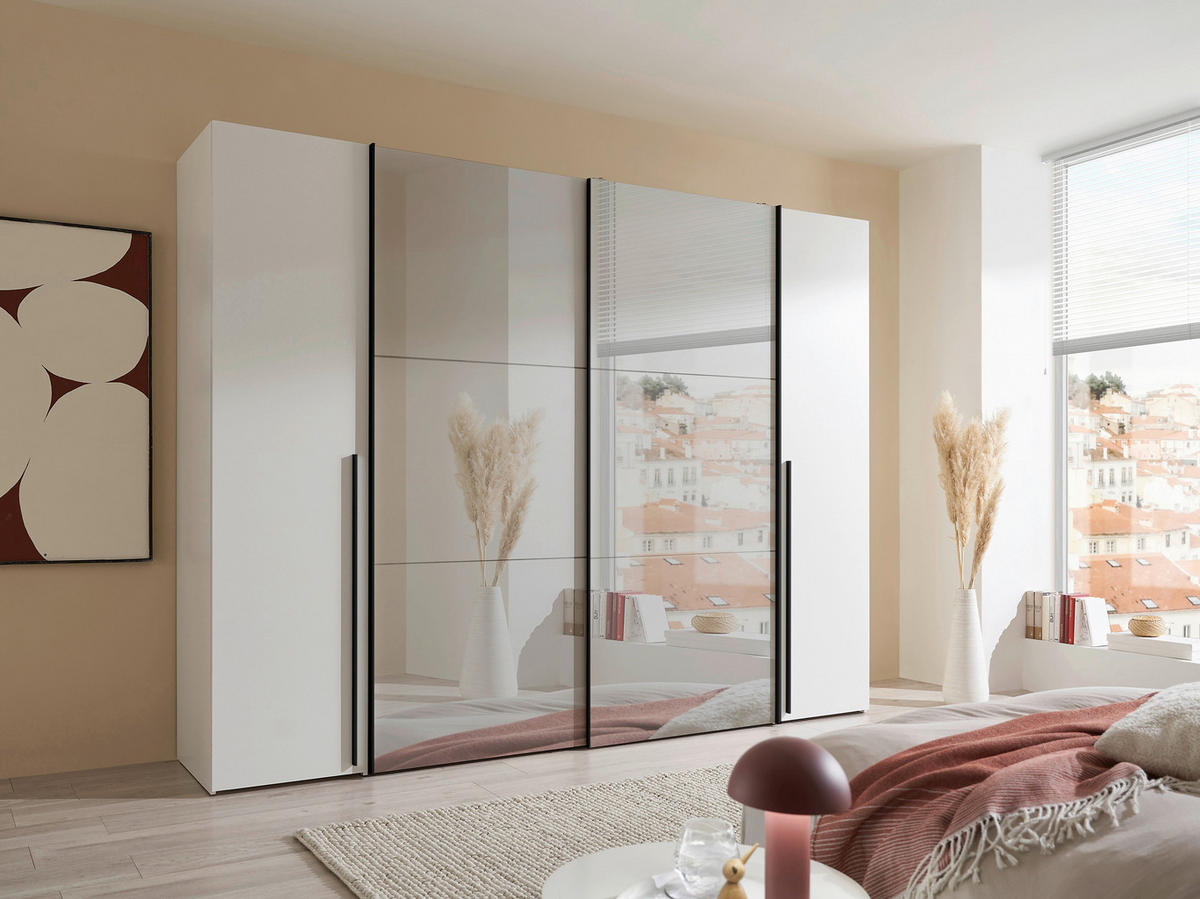 Schwebetürenschrank Maturs weiß B/H/T: ca. 267x205x57 cm Maturs - weiß/Graphit (267,00/205,00/57,00cm)