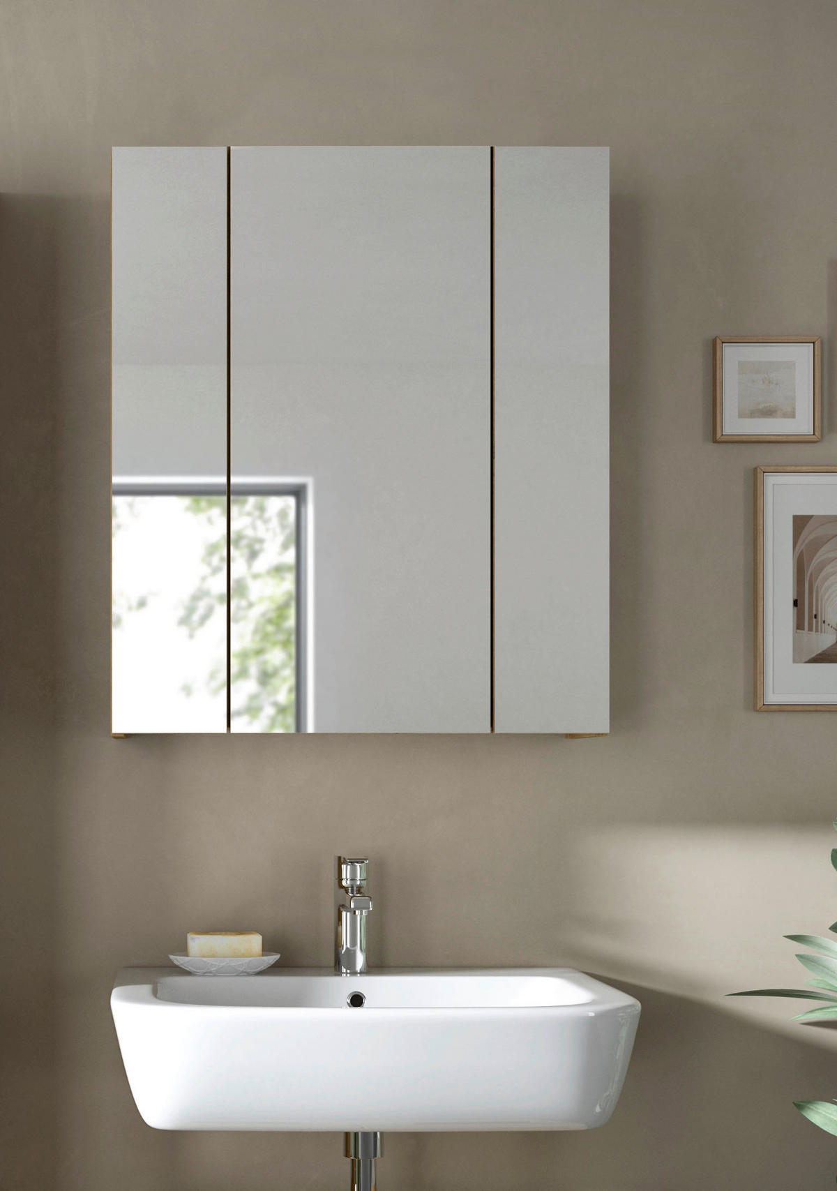 Spiegelschrank Ice Artisan Oak Nachbildung B/H/T: ca. 60x70x18 cm Ice - (60,00/70,00/18,00cm) - xonox.home