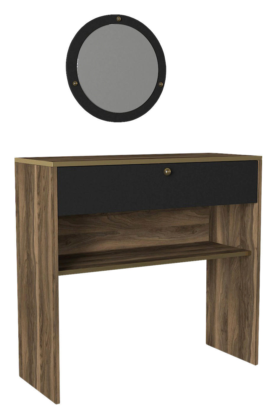 Konsolentisch Luis walnuss Nachbildung schwarz Spanplatte B/H/T: ca. 90x90x35,5 cm Luis - schwarz/walnuss (90,00/90,00/35,50cm) - moebel17