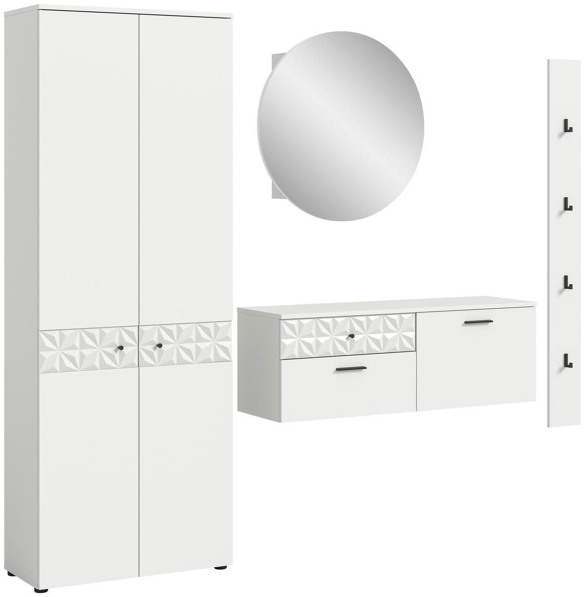 Garderobe Prisma weiß weiß Hochglanz B/H/T: ca. 226x192x34 cm Prisma - weiß (226,00/192,00/34,00cm) - xonox.home