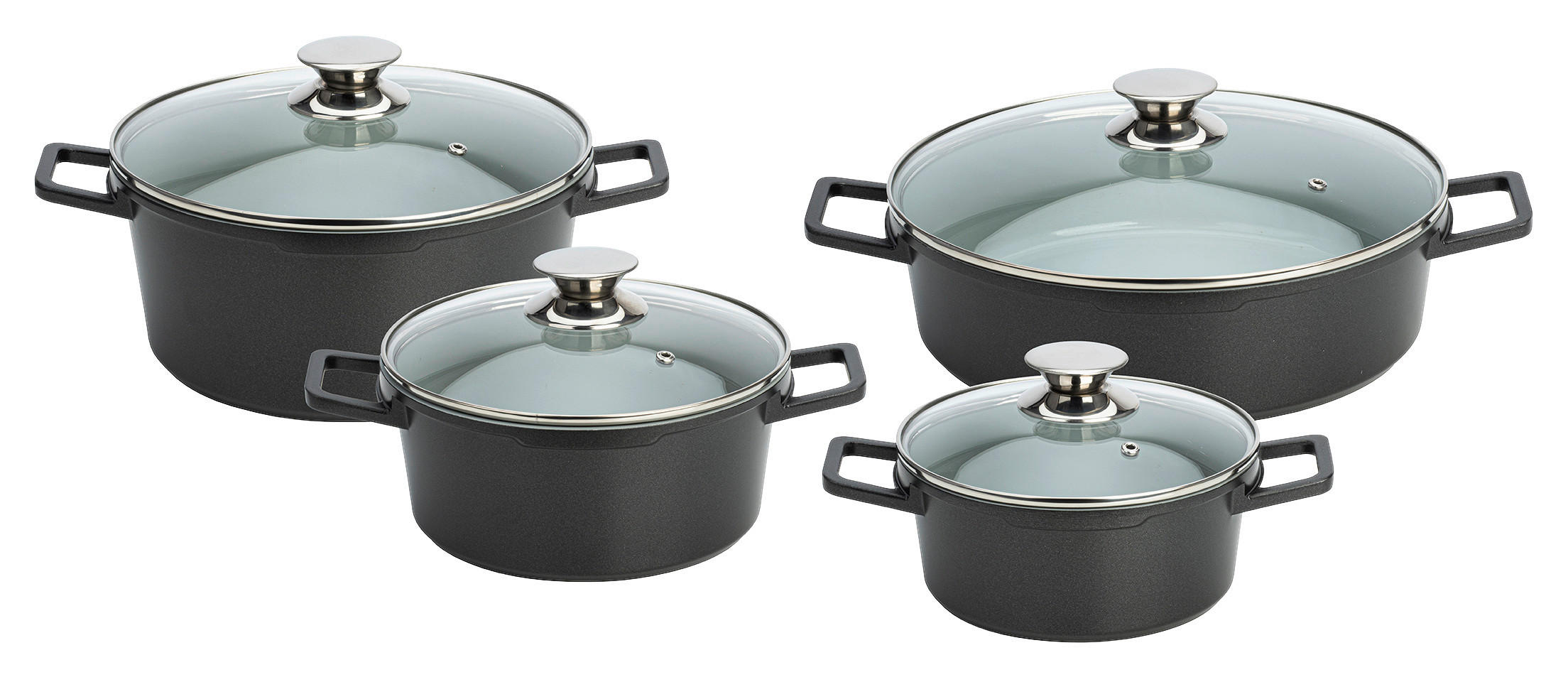 POCOline Topfset schwarz Aluminium 8 tlg. Topfset_8tlg. - schwarz (54,00/31,50/16,50cm) - POCOline