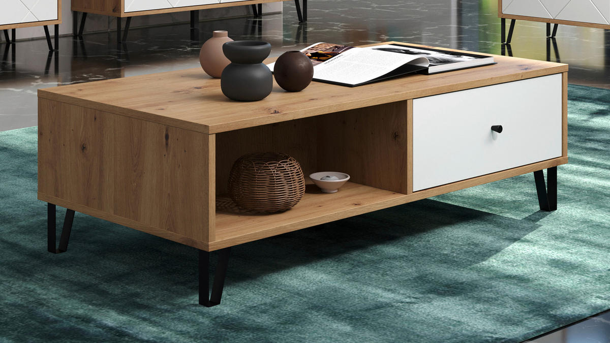 TV-Lowboard Touch Eiche Artisan Nachbildung weiß matt B/H/T: ca. 110x37x60 cm Touch - Eiche/weiß (110,00/37,00/60,00cm) - Trendteam