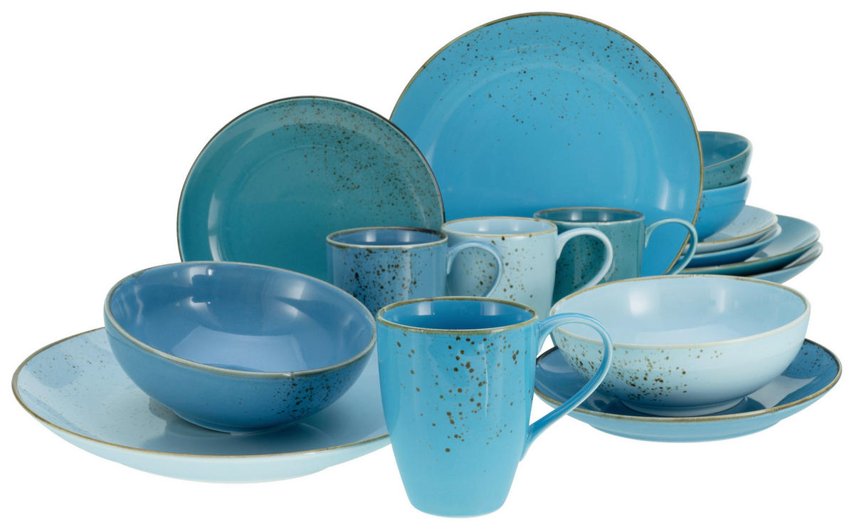 CreaTable Kombiservice Nature Collection Aqua blau Keramik 16 tlg. Nature Collection Aqua - blau - CreaTable