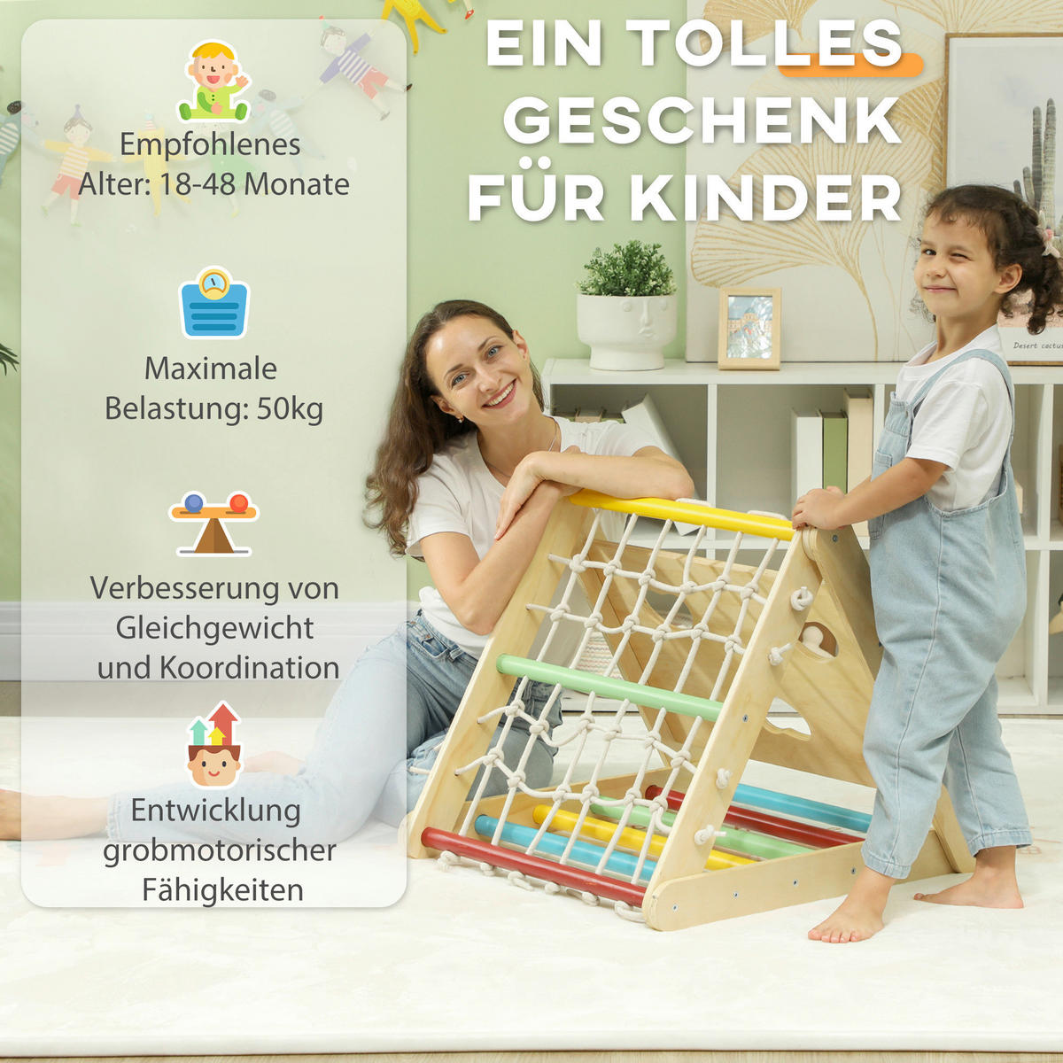 AIYAPLAY Klettergerüst multicolor B/H/L: ca. 63x61x119 cm Klettergerüst - multicolor (119,00/63,00/61,00cm) - AIYAPLAY