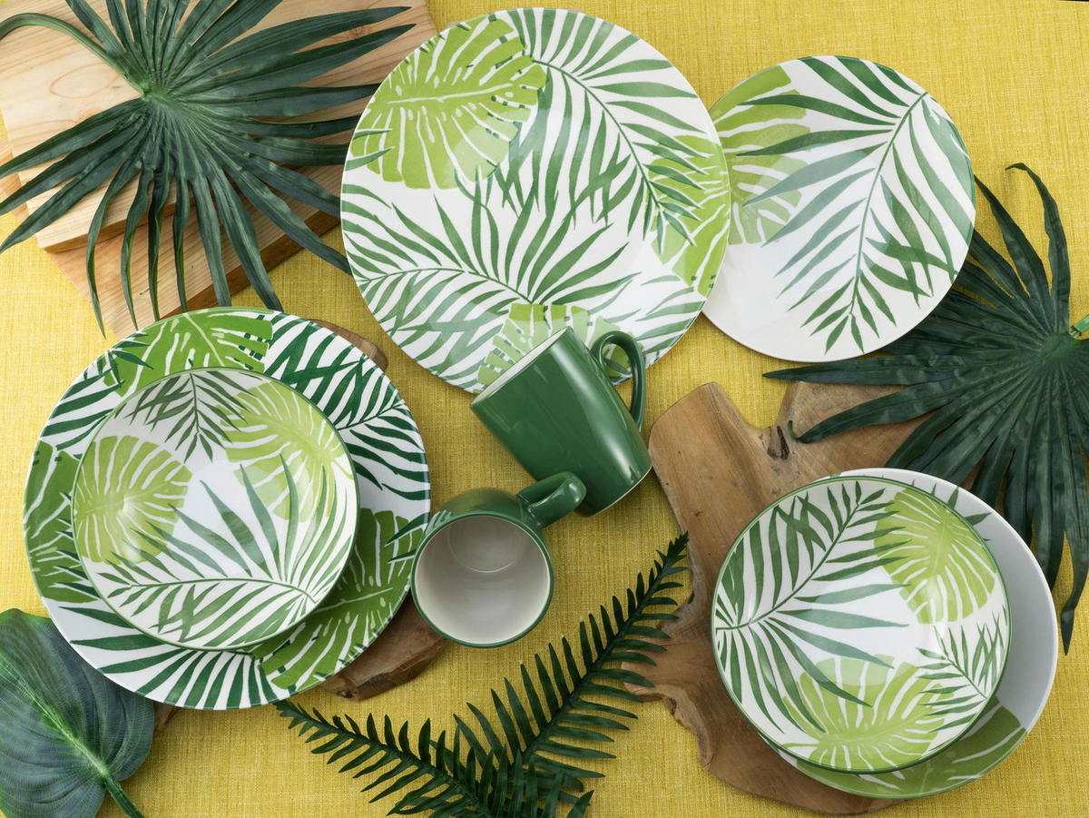 CreaTable Kombiservice TROPICANA grün Steinzeug 16 tlg. TROPICANA - grün - CreaTable