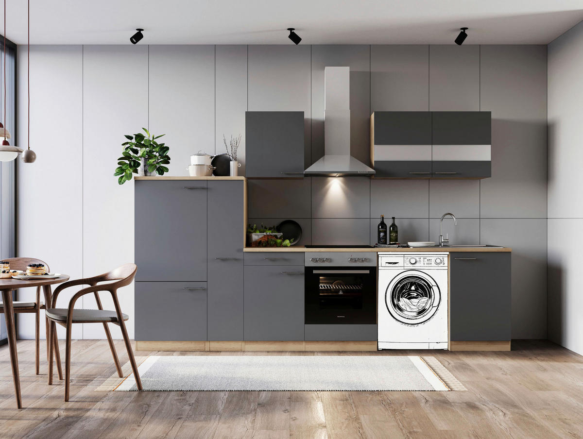 Respekta Küchenblock Merle grau B/H/T: ca. 310x200x60 cm Merle - Eiche/grau (310,00/200,00/60,00cm) - Respekta