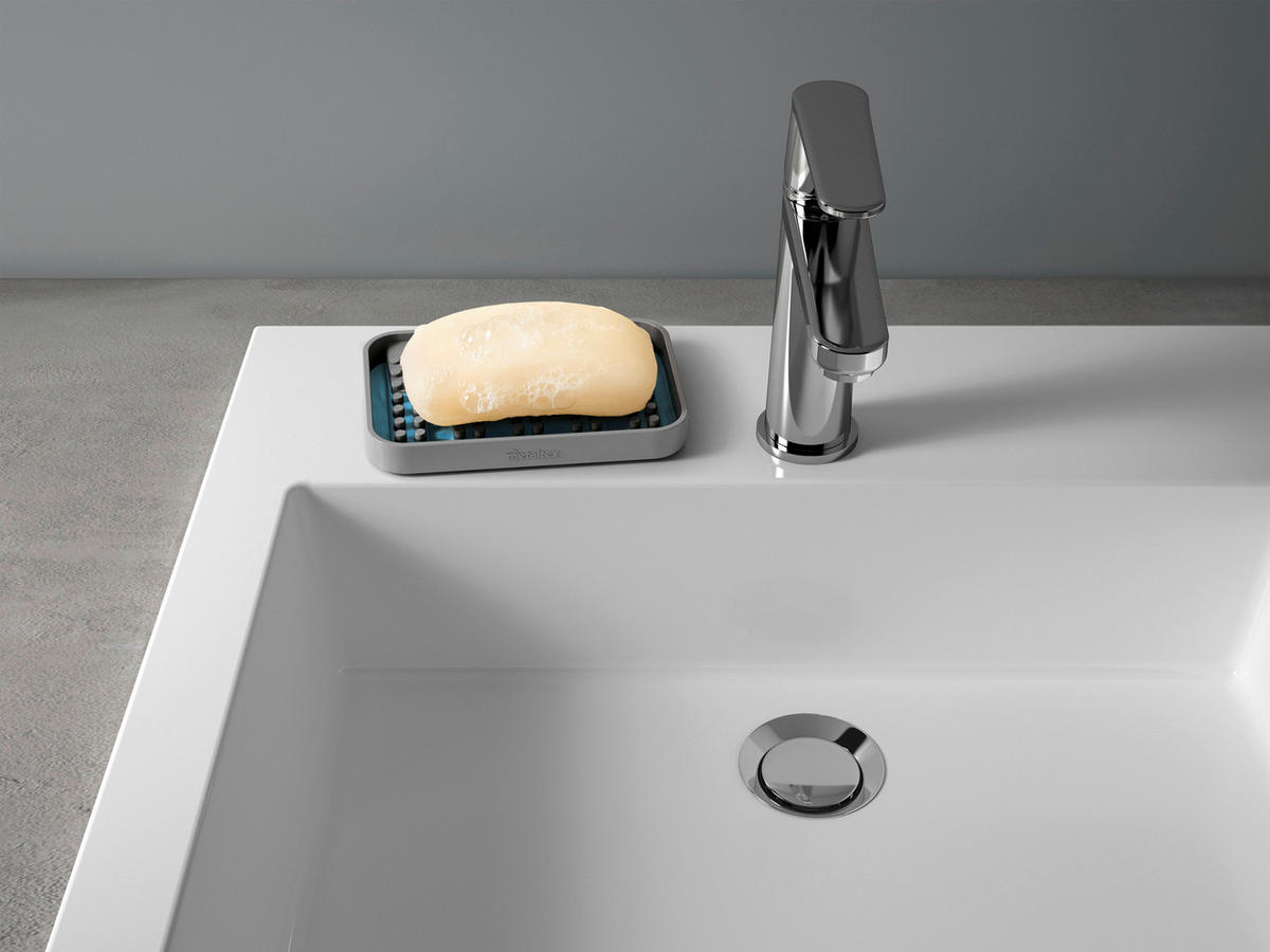 Metaltex Haushaltshelfer grau Kunststoff B/H/L: ca. 9,5x22,8x1,5 cm Seifenablage_Gravity-Soap - grau (1,50/9,50/22,80cm) - Metaltex