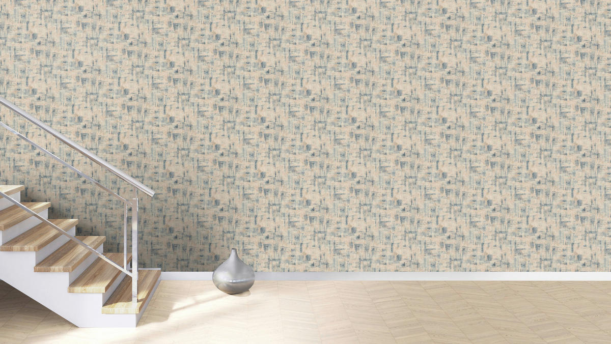 Rasch Vliestapete Struktur beige blau B/L: ca. 53x1005 cm Vliestapete_650457 - beige/blau (53,00/1005,00cm) - Rasch