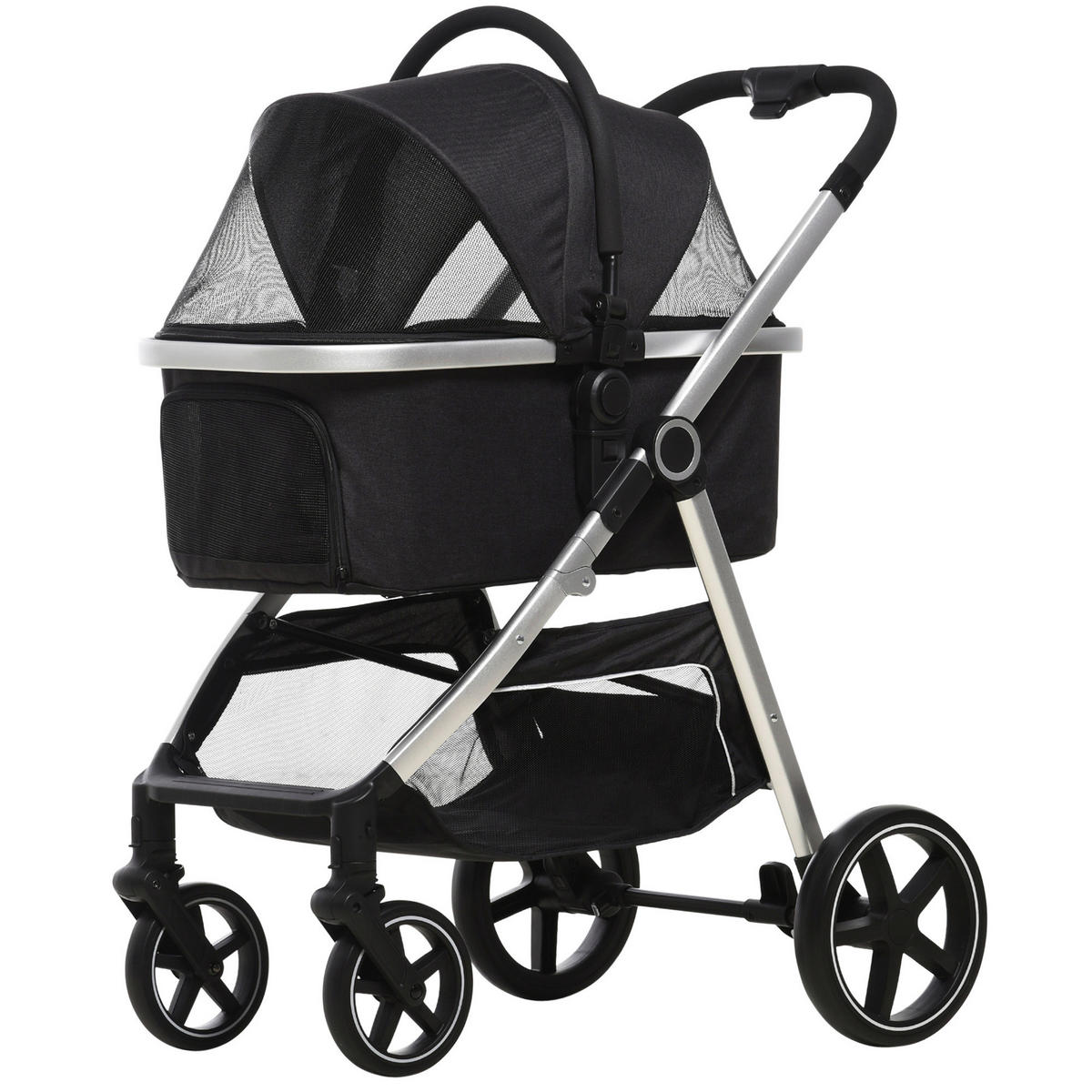 PawHut Hunde-Zubehör schwarz Polyester B/H/L: ca. 58x83x102 cm Hundewagen - schwarz (102,00/58,00/83,00cm) - PawHut