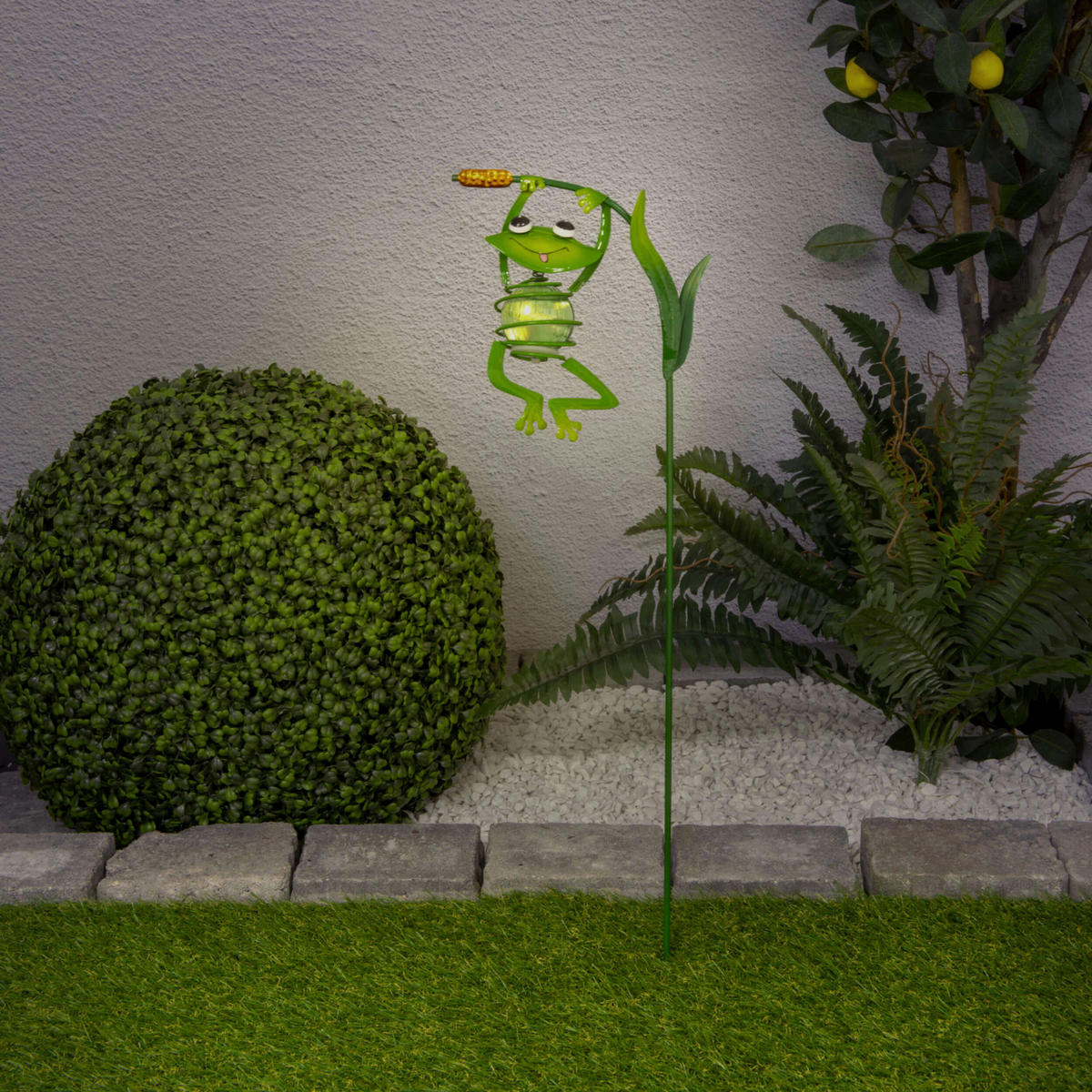 LED-Solar Erdspieß Frosch NV5280417 grün Metall H/D: ca. 66x17 cm LED-Solar Erdspieß "FROSCH" - grün (17,00/66,00cm) - Näve Leuchten