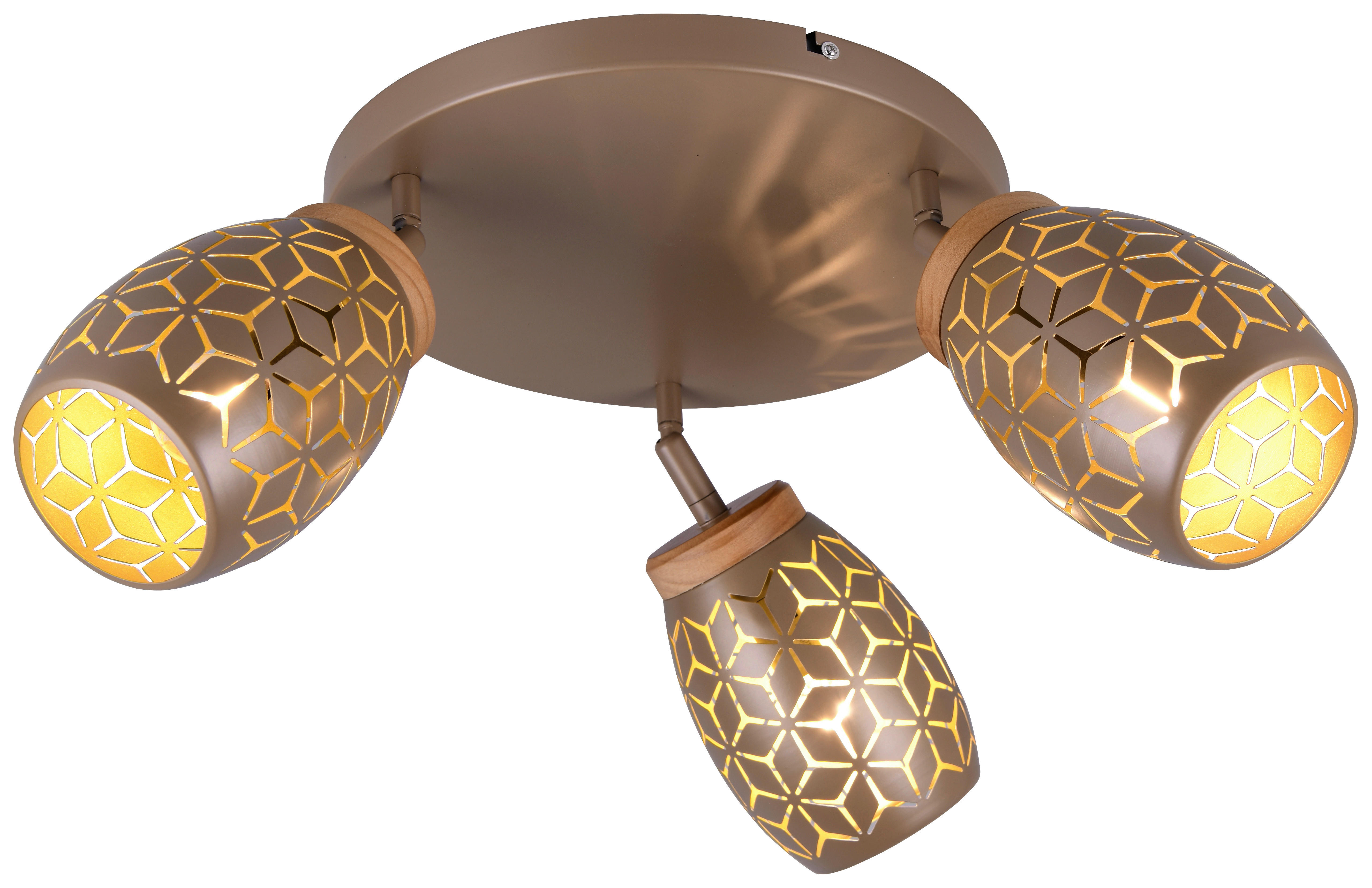 Reality Leuchten Spots kaffee gold Metall D: ca. 27 cm E14 3 Brennstellen Spot_Bidar 3 - gold/kaffee (27,00cm) - Reality Leuchten