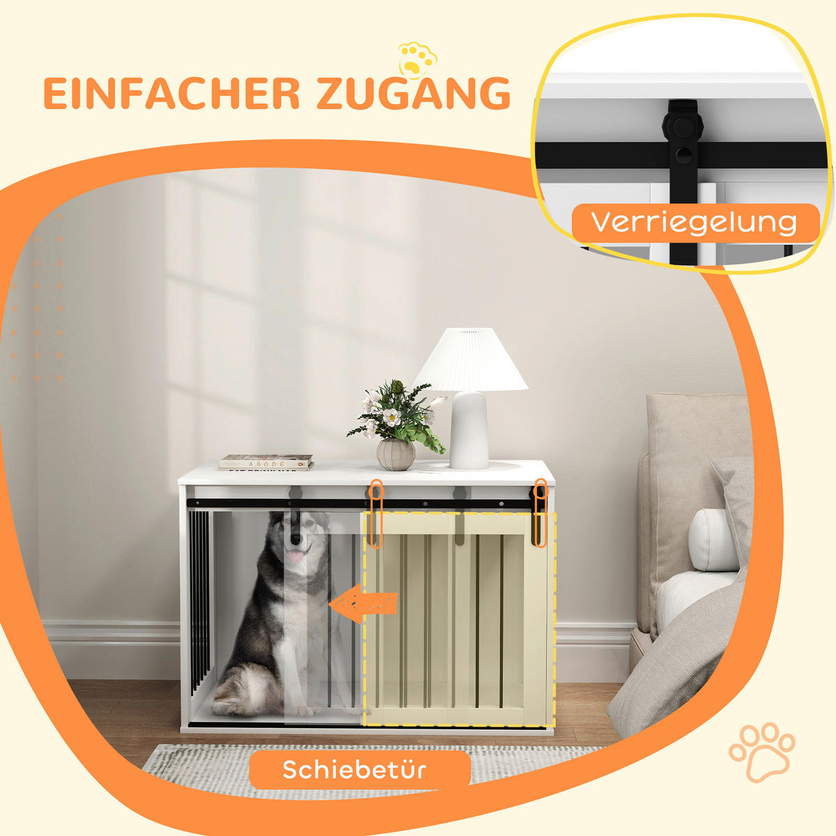 PawHut Hundekäfig weiß Stahl B/H/L: ca. 58x61x98 cm Hundekäfig - weiß (98,00/58,00/61,00cm) - PawHut