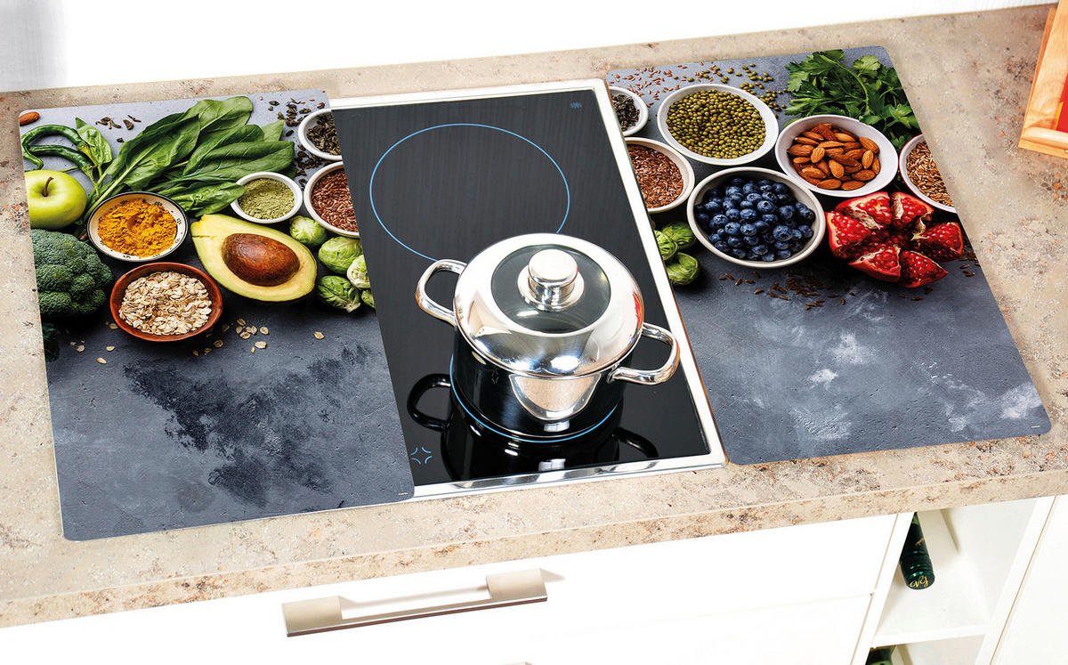 Kesper Herdabdeckplatte Healthy Kitchen bunt Glas B/L: ca. 30x52 cm Healthy Kitchen - bunt (30,00/52,00cm) - Kesper