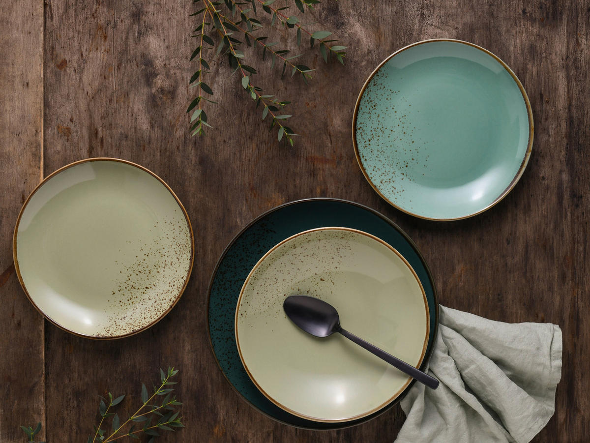 CreaTable Tafelservice Nature Collection Green Life grün Keramik Nature Collection Green Life - grün - CreaTable