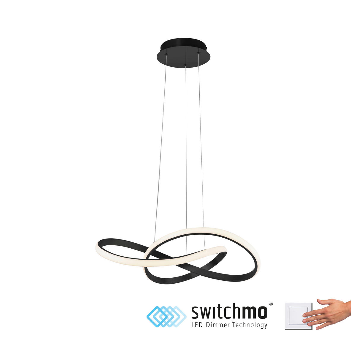 Just Light LED-Pendelleuchte MARIA 15402-18 schwarz Aluminium Gummi H/D: ca. 120x57 cm 1.0 Brennstellen MARIA - schwarz (57,00/120,00cm) - Just Light