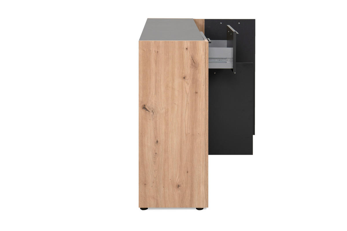 Kommode Cento anthrazit Eiche Artisan Oak Nachbildung B/H/T: ca. 126x83x35 cm Cento - Eiche/anthrazit (126,00/83,00/35,00cm)