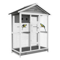 PawHut Vogelkäfig grau Holz B/H/L: ca. 68x154x112 cm Vogelkäfig - weiß/schwarz (112,00/68,00/154,00cm) - PawHut