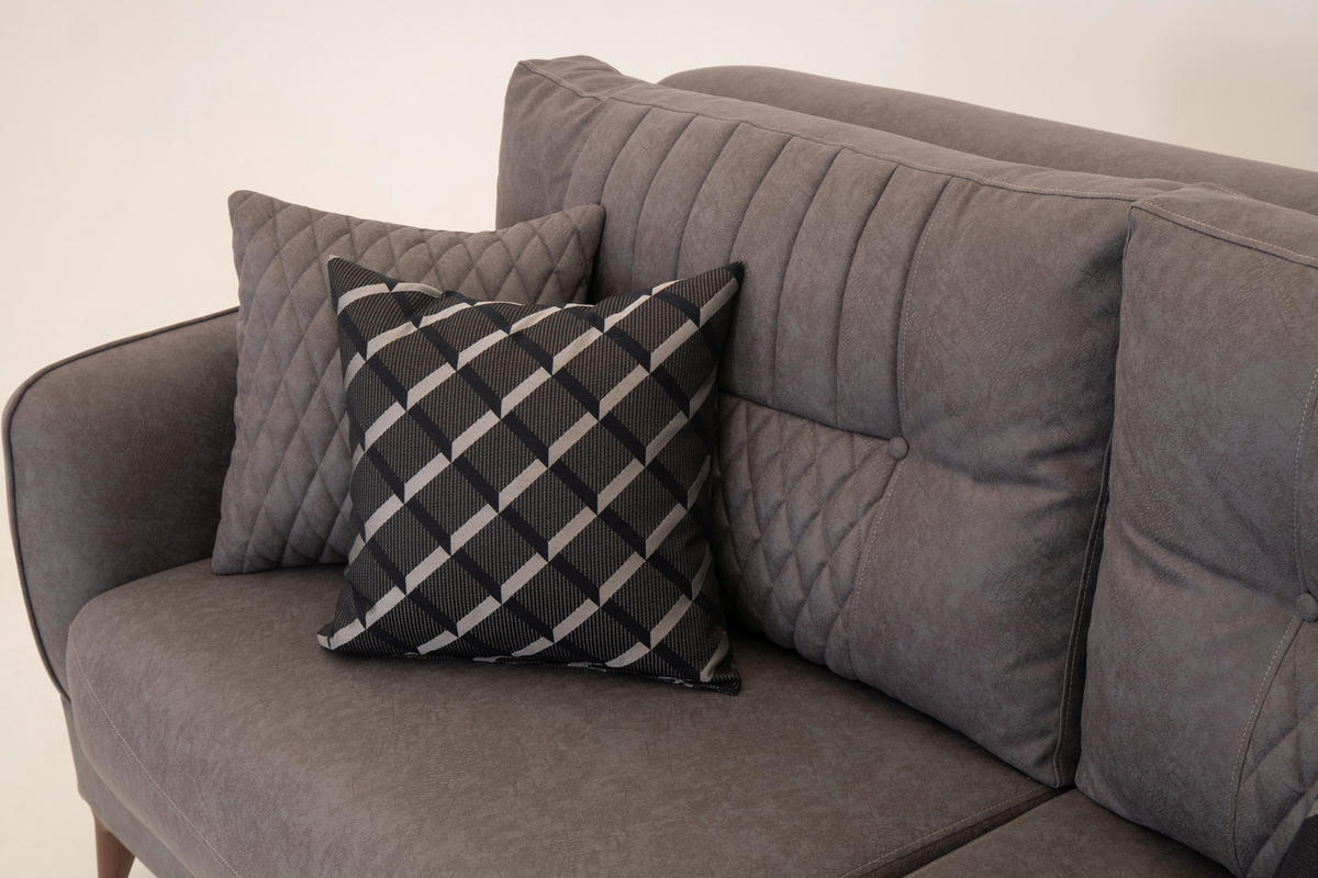 Sofa 3-2-1 Mislina blaugrau Microfaser Mislina - braun/blaugrau