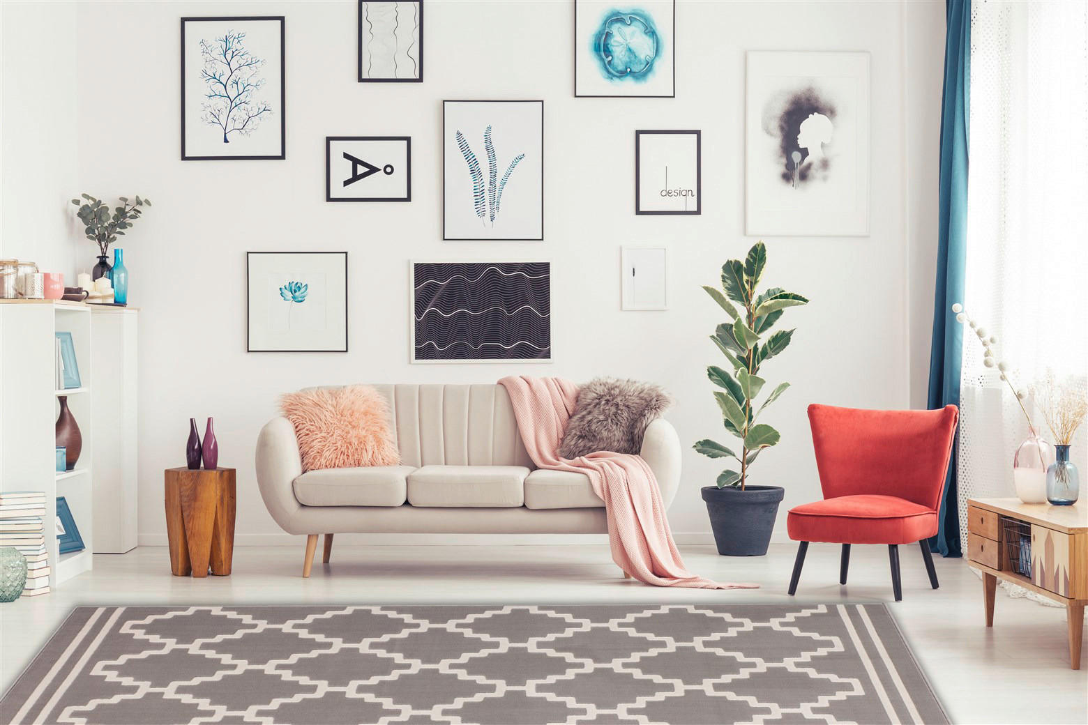 Kayoom Kurzflorteppich Lina 225 taupe B/L: ca. 80x150 cm Lina 225 - taupe/elfenbein (80,00/150,00cm) - Kayoom