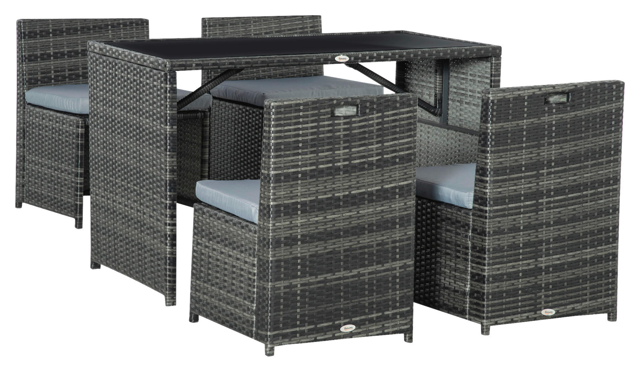Outsunny Sitzgruppe grau Polypropylen B/H/L: ca. 69x120x77,5 cm Gartenmöbel_Set - grau (77,50/69,00/120,00cm) - Outsunny