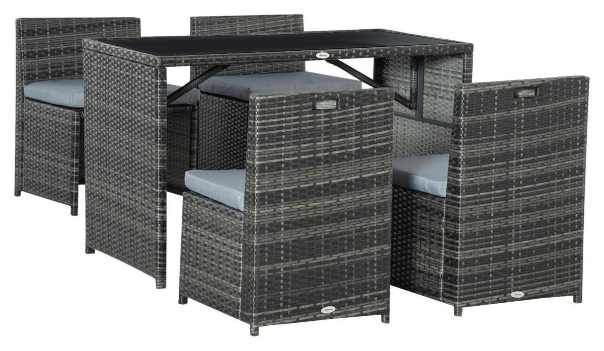 Outsunny Sitzgruppe grau Polypropylen B/H/L: ca. 69x120x77,5 cm Gartenmöbel_Set - grau (77,50/69,00/120,00cm) - Outsunny